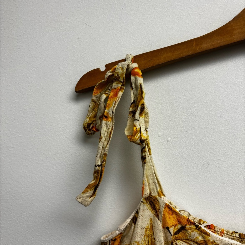 Urban Outfitters Jolene Linen Tie Shoulder Lemon Print Dress - Picture 4 of 15